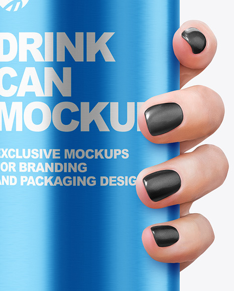 Textured Aluminium Drink Can in a Hand Mockup PSD #6