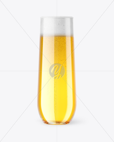 Stemless Flute Glass w  Pilsner Beer Mockup PSD #1