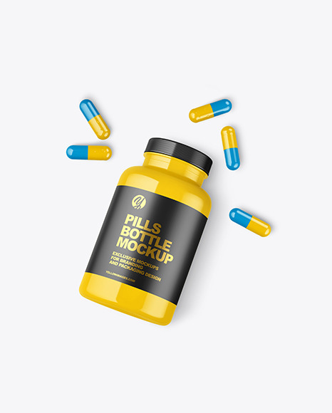 Glossy Pills Bottle Mockup
