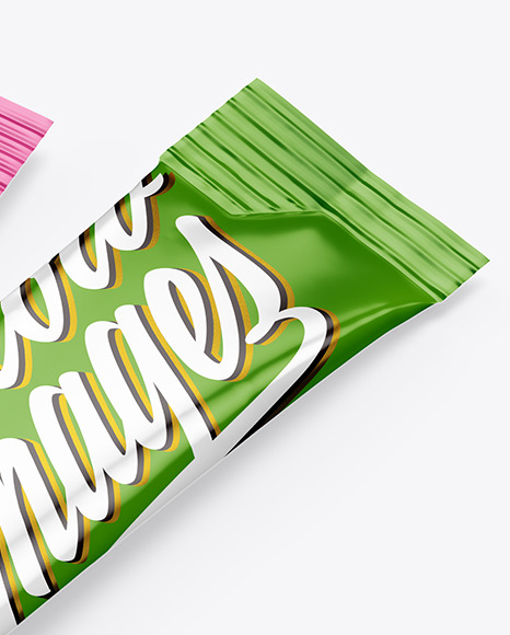 Two Glossy Stick Sachets Mockup PSD #1