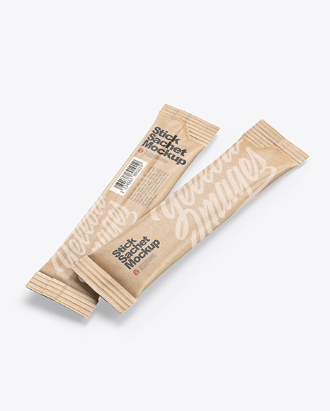 Two Kraft Stick Sachets Mockup