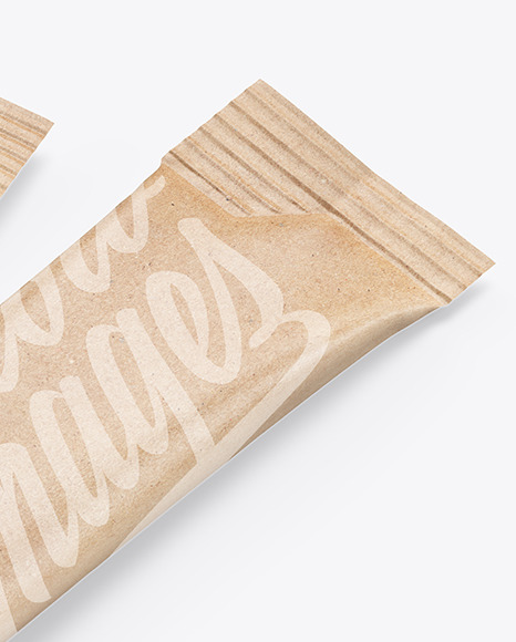Two Kraft Stick Sachets Mockup PSD #1