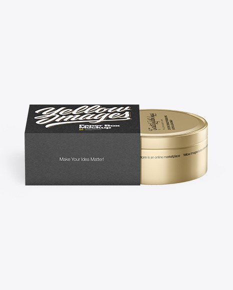 Metallic Jar in Paper Box Mockup