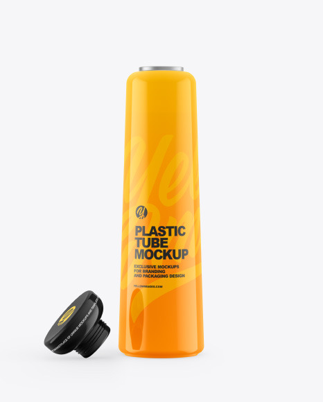 Opened Glossy Plastic Tube Mockup