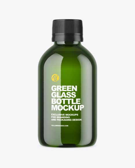 Green Glass Bottle Mockup PSD #2