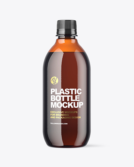 Amber Plastic Bottle Mockup