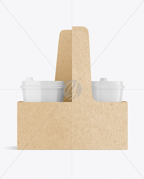 Glossy Coffee Cups in Kraft Paper Holder Mockup PSD #1