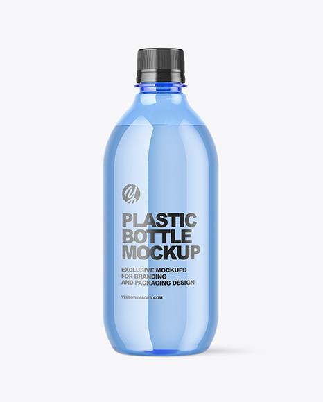 Blue Plastic Water Bottle Mockup