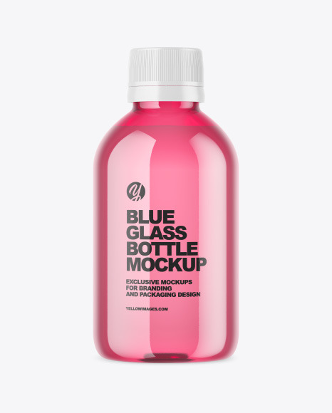 Blue Glass Bottle Mockup