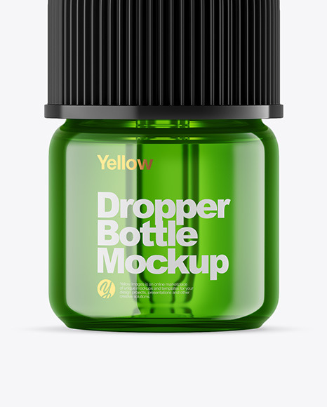 Green Glass Dropper Bottle Mockup PSD #1
