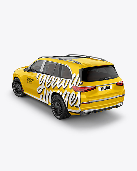 Full-size luxury SUV Mockup - Back Half Side View (High-Angle Shot)