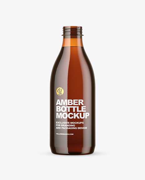 Amber Plastic Bottle Mockup PSD #2