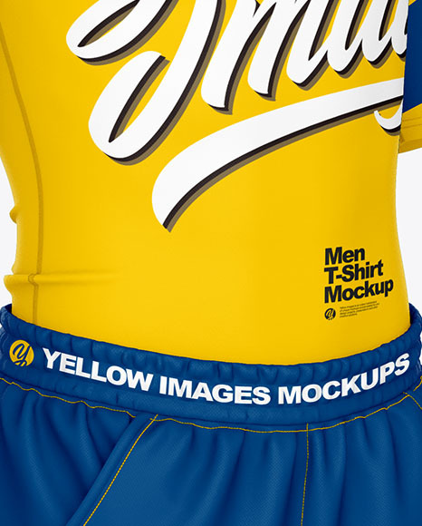 Men Compression T Shirt w  Shorts   Tights Mockup – Front Half Side View PSD #6