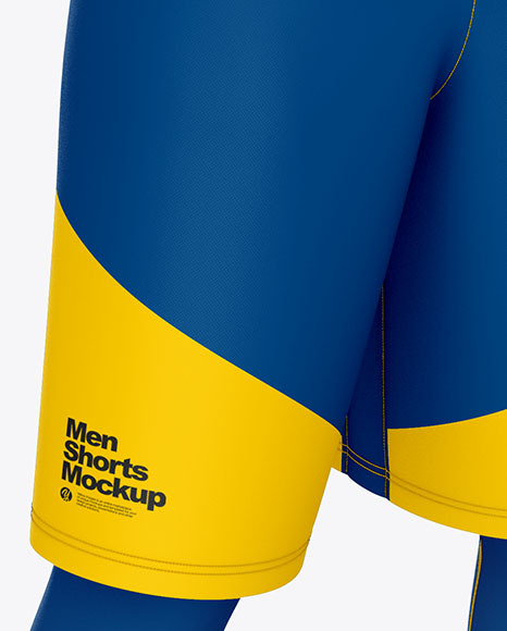 Men Compression T Shirt W Shorts Tights Mockup Front Half Side View In Apparel Mockups On Yellow Images Object Mockups