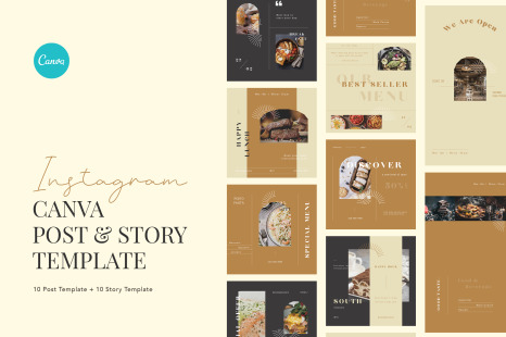 Classy and Elegant Restaurant Instagram Canva Template
