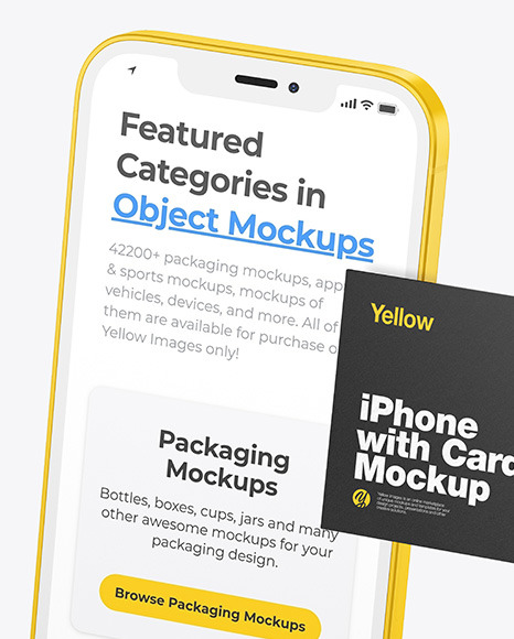 Download Clay Apple Iphone 12 Pro Max W Business Card Mockup In Device Mockups On Yellow Images Object Mockups