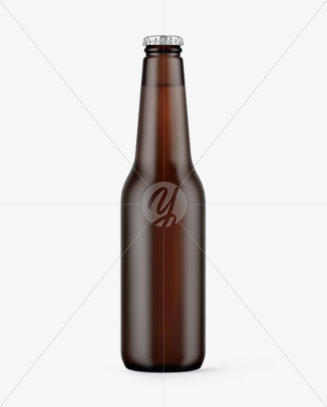 Frosted Amber Beer Bottle Mockup PSD #3