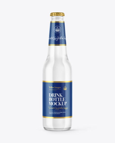 Clear Glass Tonic Water Bottle Mockup