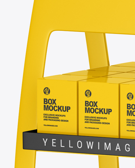 Glossy Display Stand w  Boxes Mockup PSD #2