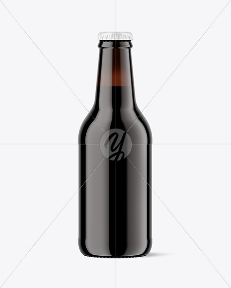 Amber Glass Dark Beer Bottle Mockup PSD #1