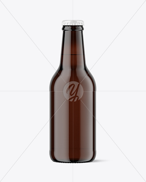 Amber Glass Beer Bottle Mockup PSD #1