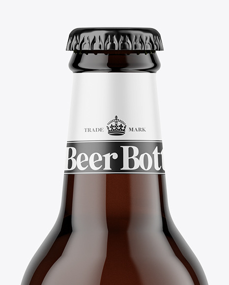 Amber Glass Beer Bottle Mockup PSD #3