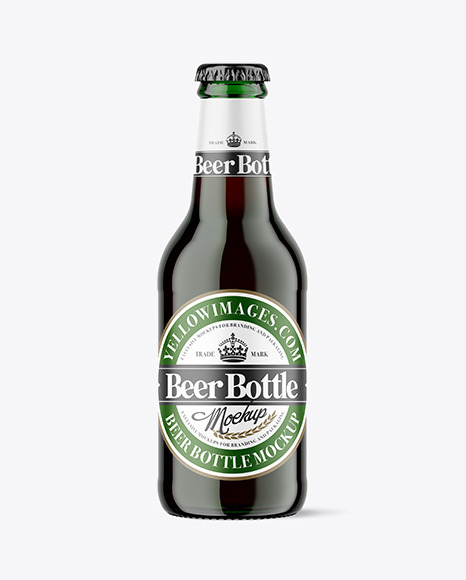 Green Glass Dark Beer Bottle Mockup
