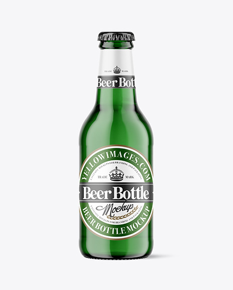 Green Glass Beer Bottle Mockup