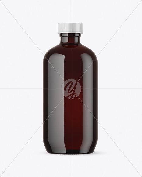 Dark Amber Glass Bottle Mockup PSD #3