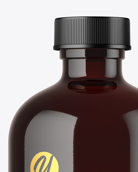 Dark Amber Glass Bottle Mockup PSD #2