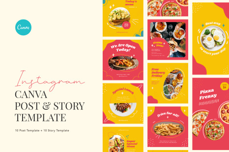 Bright Playful Fast Food Instagram Canva Template