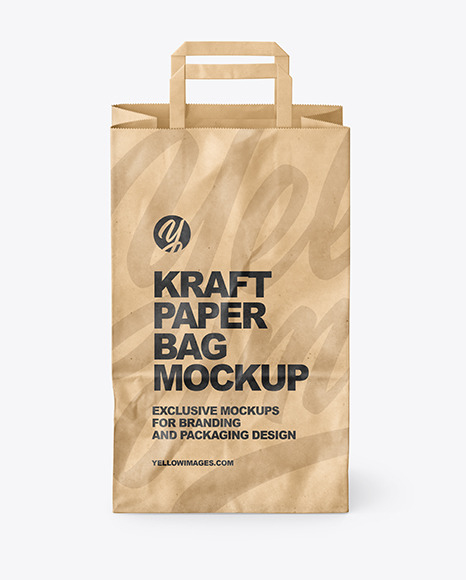 Kraft Paper Bag Mockup In Bag Sack Mockups On Yellow Images Object Mockups