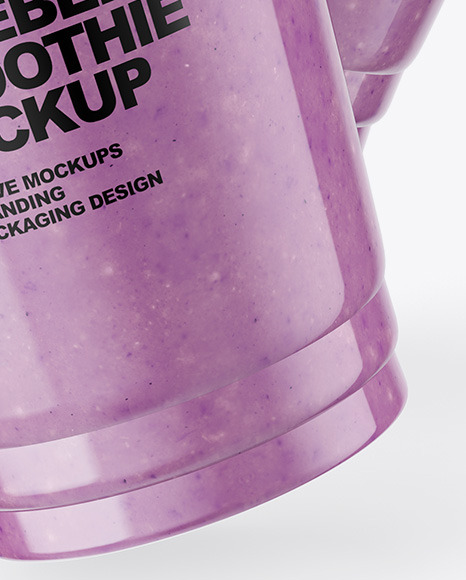 Download Two Blueberry Smoothie Cups Mockup In Cup Bowl Mockups On Yellow Images Object Mockups