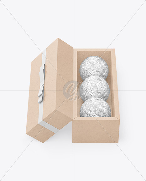 Download Kraft Paper Box With Chocolates In Foil Mockup In Box Mockups On Yellow Images Object Mockups