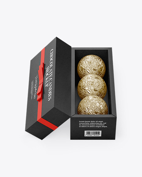 Kraft Paper Box with Chocolates in Foil Mockup PSD #2