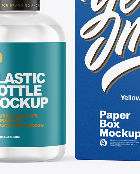 Clear Cosmetic Bottle with Box Mockup PSD #6