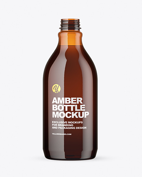 Amber Plastic Bottle Mockup PSD #2