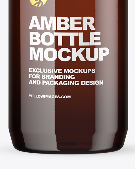 Amber Plastic Bottle Mockup PSD #7