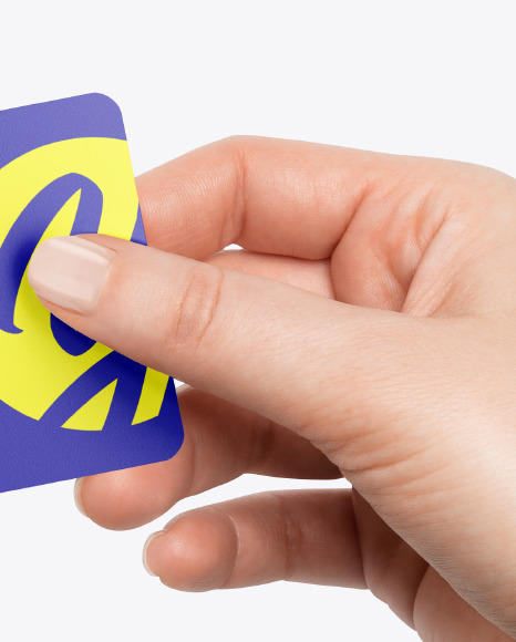 Business Card in a Hand Mockup PSD #1