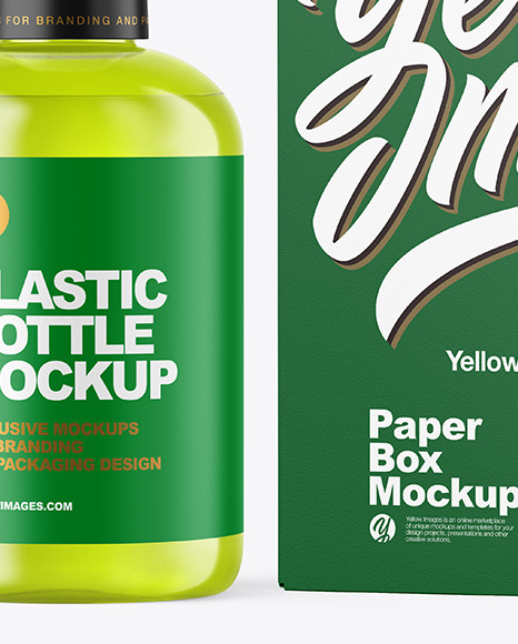 Color Plastic Cosmetic Bottle with Box Mockup PSD #7