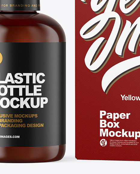 Amber Cosmetic Bottle with Box Mockup PSD #7