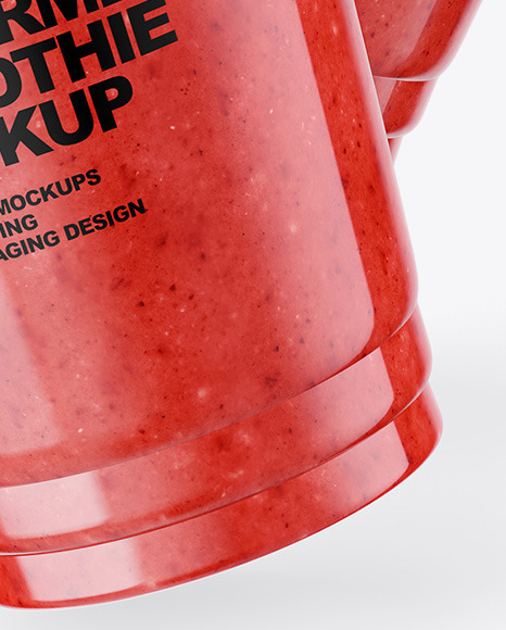 Two Watermelon Smoothie Cups Mockup PSD #1