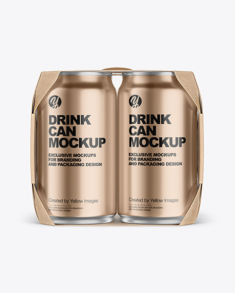 Carton Pack W/ 4 Matte Metallic Cans Mockup