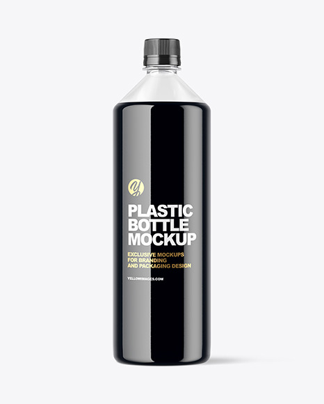 Clear Plastic Bottle with Dark Drink Mockup