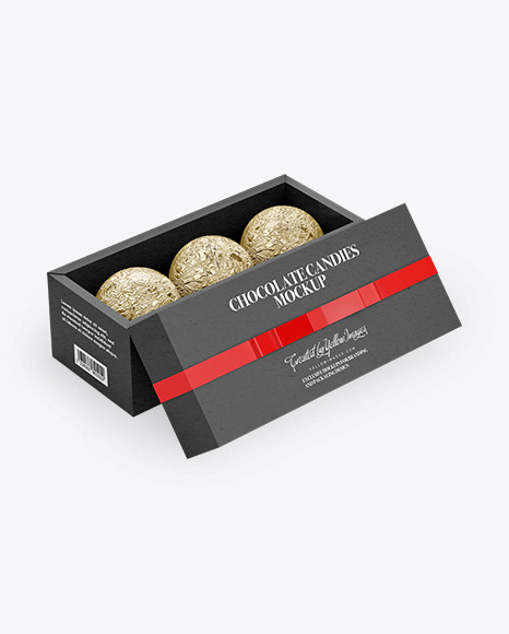 Kraft Paper Box with Chocolates in Foil Mockup PSD #2