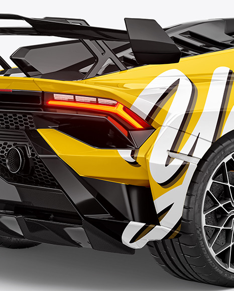 Super Car Mockup   Back Half Side View PSD #1