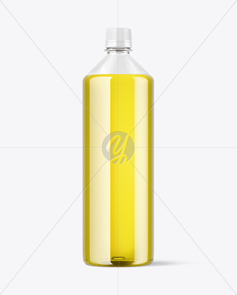 Clear Plastic Bottle with Oil Mockup Clear Plastic Bottle with Oil Mockup