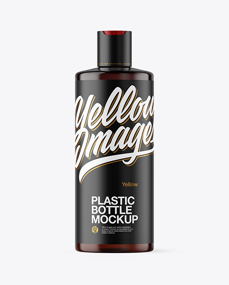 Amber Plastic Bottle Mockup