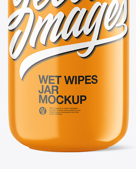 Opened Glossy Wet Wipes Jar Mockup PSD #4