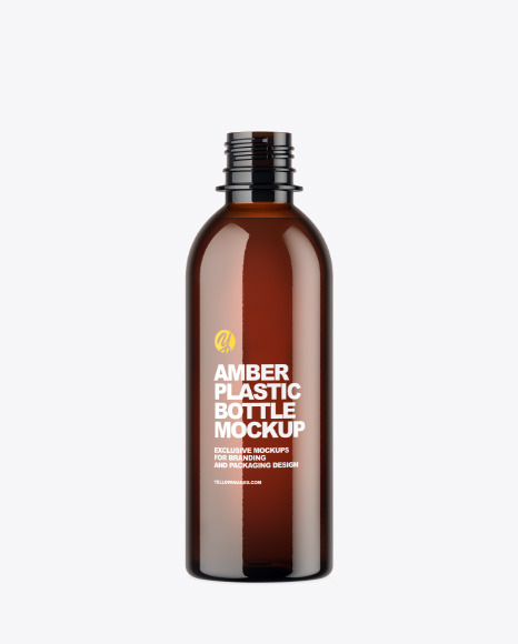 Amber Plastic Bottle Mockup PSD #2
